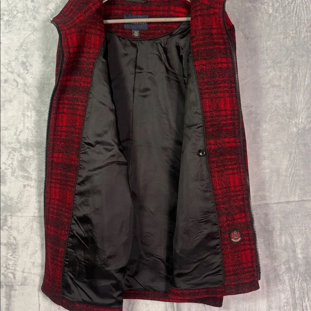 NWT New Pendleton Red Black Plaid Wood Full Zip Jacket Size Large